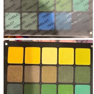 INGLOT Eyeshadow Palette with Yellow, Green, and Blue Shades